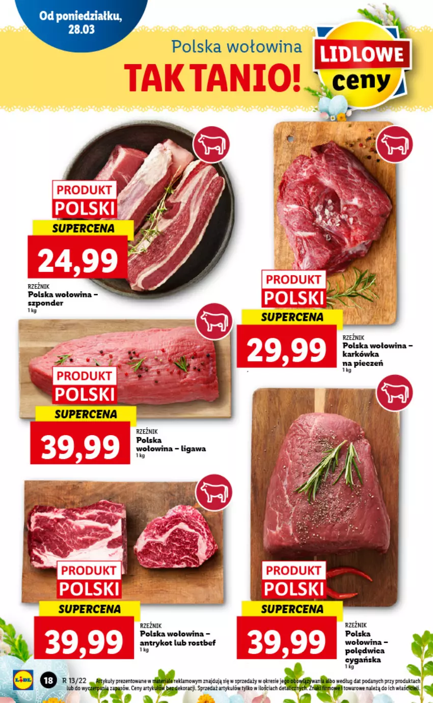 Gazetka promocyjna Lidl - GAZETKA - ważna 28.03 do 30.03.2022 - strona 18 - produkty: Polędwica, Rostbef, Wołowina