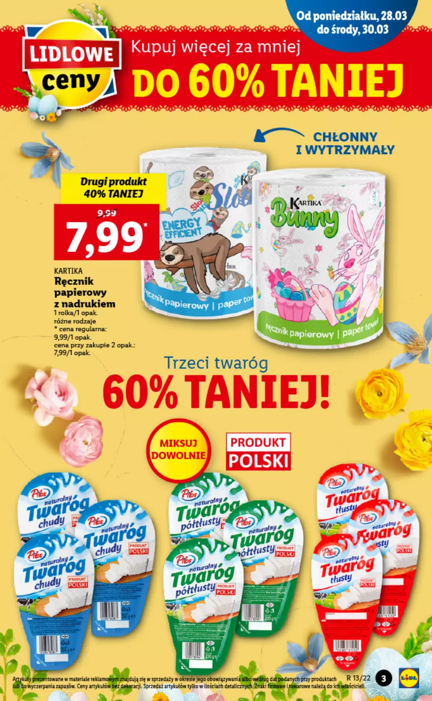 Gazetka promocyjna Lidl - GAZETKA - ważna 28.03 do 30.03.2022 - strona 3 - produkty: Papier, Ręcznik, Twaróg