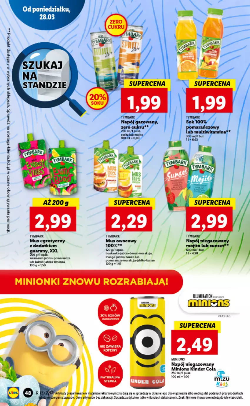 Gazetka promocyjna Lidl - GAZETKA - ważna 28.03 do 30.03.2022 - strona 48 - produkty: Kinder, Mus, Napój, Napój niegazowany, Por, Tymbark