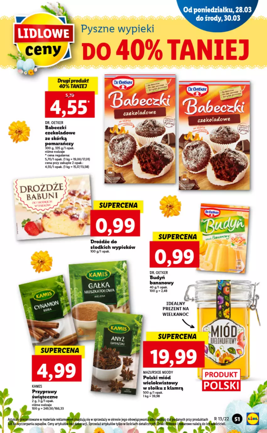 Gazetka promocyjna Lidl - GAZETKA - ważna 28.03 do 30.03.2022 - strona 51 - produkty: Babeczki, Babuni, Budyń, Drożdże, Miód, Przyprawy