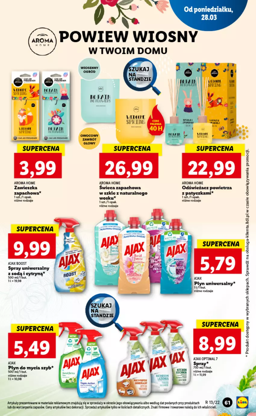 Gazetka promocyjna Lidl - GAZETKA - ważna 28.03 do 30.03.2022 - strona 61 - produkty: Ajax, Odświeżacz powietrza, Optima