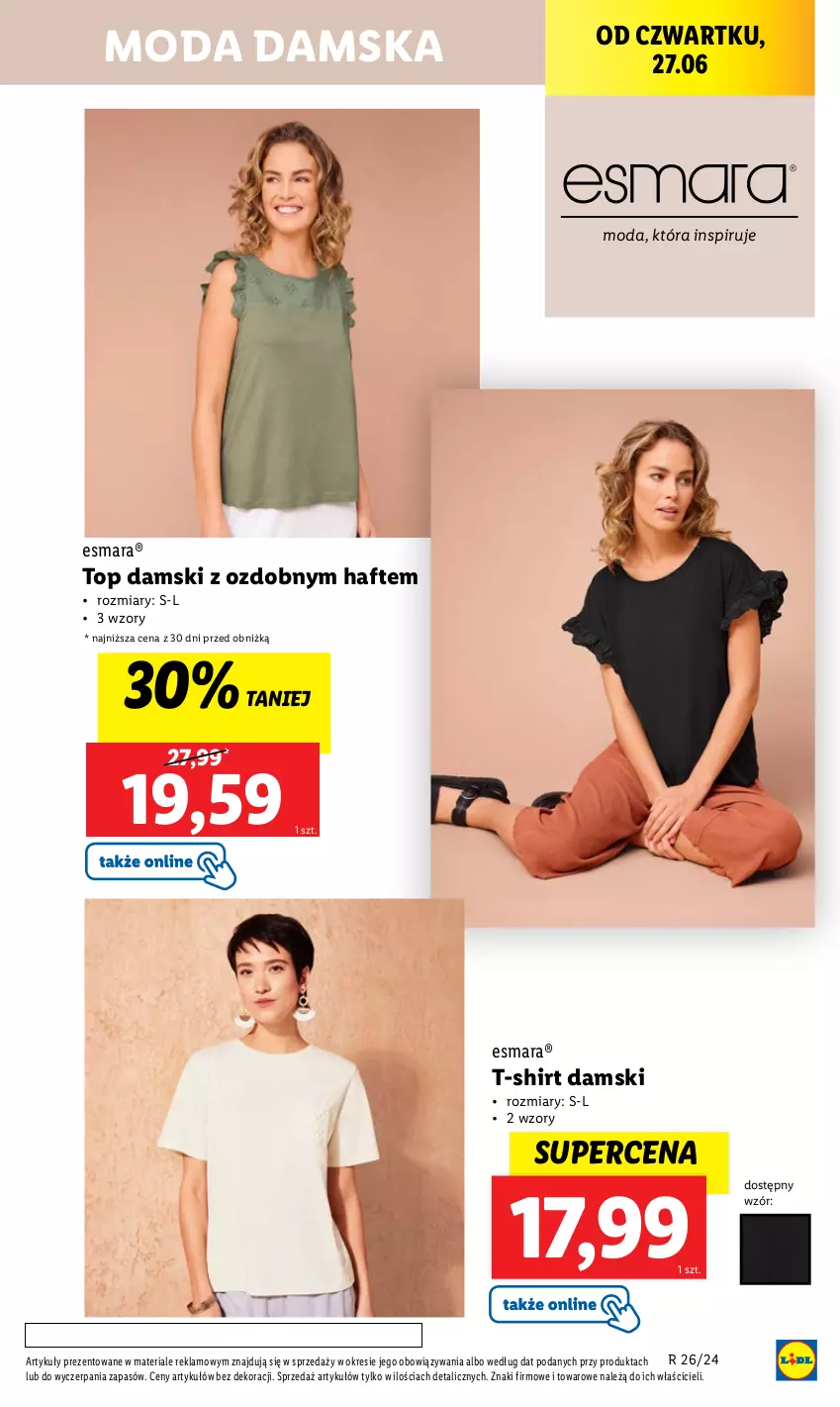 Gazetka promocyjna Lidl - GAZETKA - ważna 24.06 do 29.06.2024 - strona 19 - produkty: Moda, T-shirt, Top