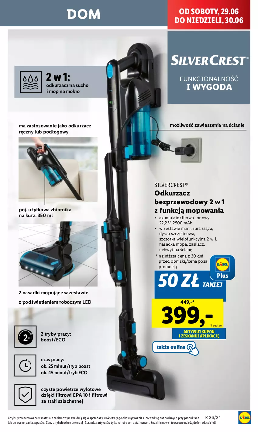 Gazetka promocyjna Lidl - GAZETKA - ważna 24.06 do 29.06.2024 - strona 41 - produkty: Akumulator, Mop, Odkurzacz, Odkurzacz bezprzewodowy, Rura, Silvercrest, Szczotka