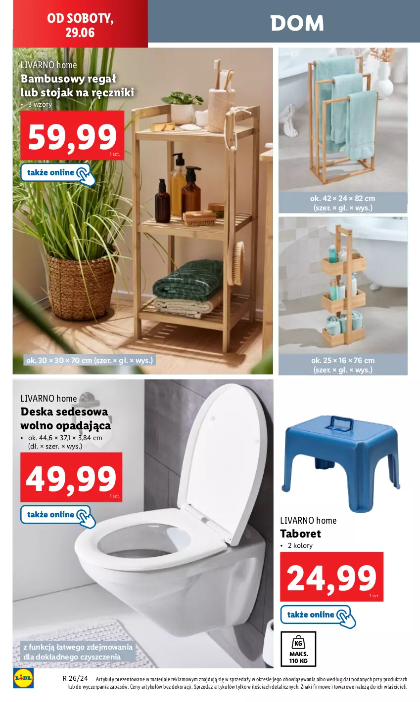 Gazetka promocyjna Lidl - GAZETKA - ważna 24.06 do 29.06.2024 - strona 44 - produkty: Deska sedesowa, Ivar, Kuchnia, Ręcznik, Regał, Stojak, Taboret