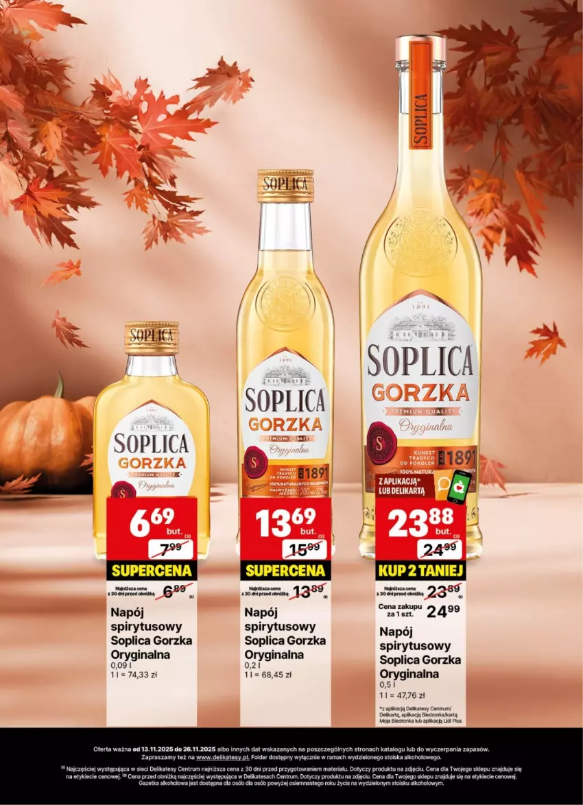 Gazetka promocyjna Delikatesy Centrum - Delibarek DC46-DC47 - ważna 13.11 do 26.11.2025 - strona 18 - produkty: Dron, Gin, Napój, Rama, Rum, Soplica