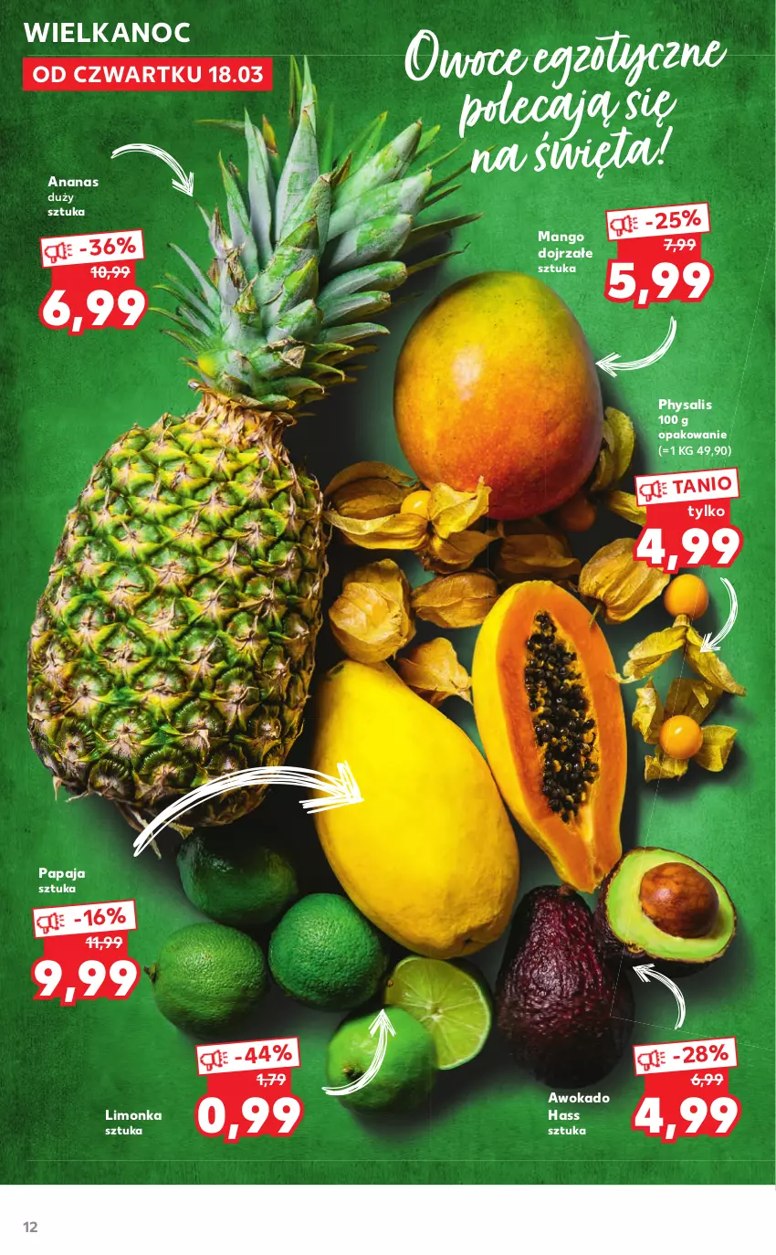 Gazetka promocyjna Kaufland - Dodatek WIELKANOC - ważna 18.03 do 03.04.2021 - strona 12 - produkty: Ananas, Limonka, Mango, Owoce, Papaja