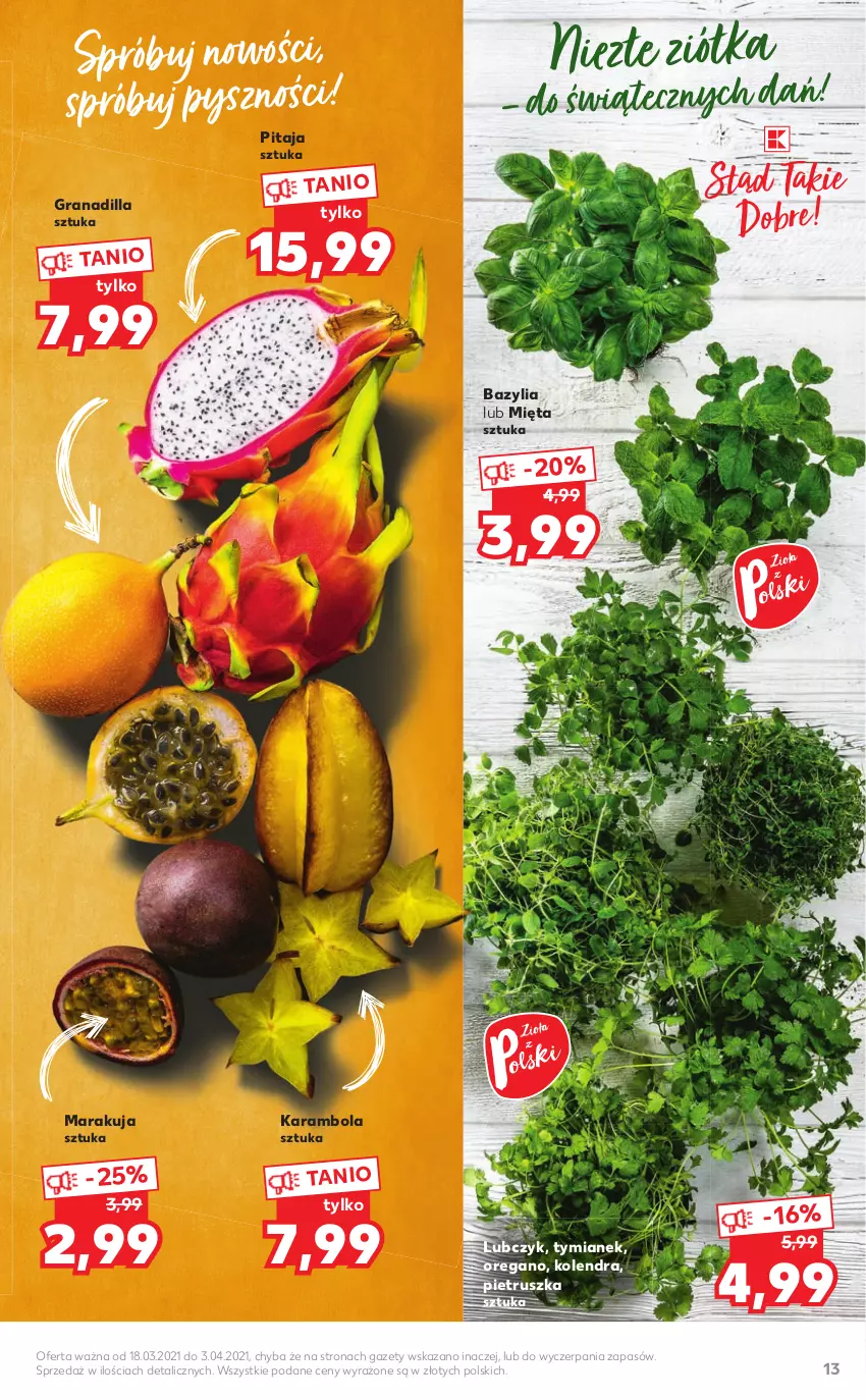 Gazetka promocyjna Kaufland - Dodatek WIELKANOC - ważna 18.03 do 03.04.2021 - strona 13 - produkty: Bazyl, Bazylia, Gra, Granadilla, Kolendra, Mięta, Pietruszka