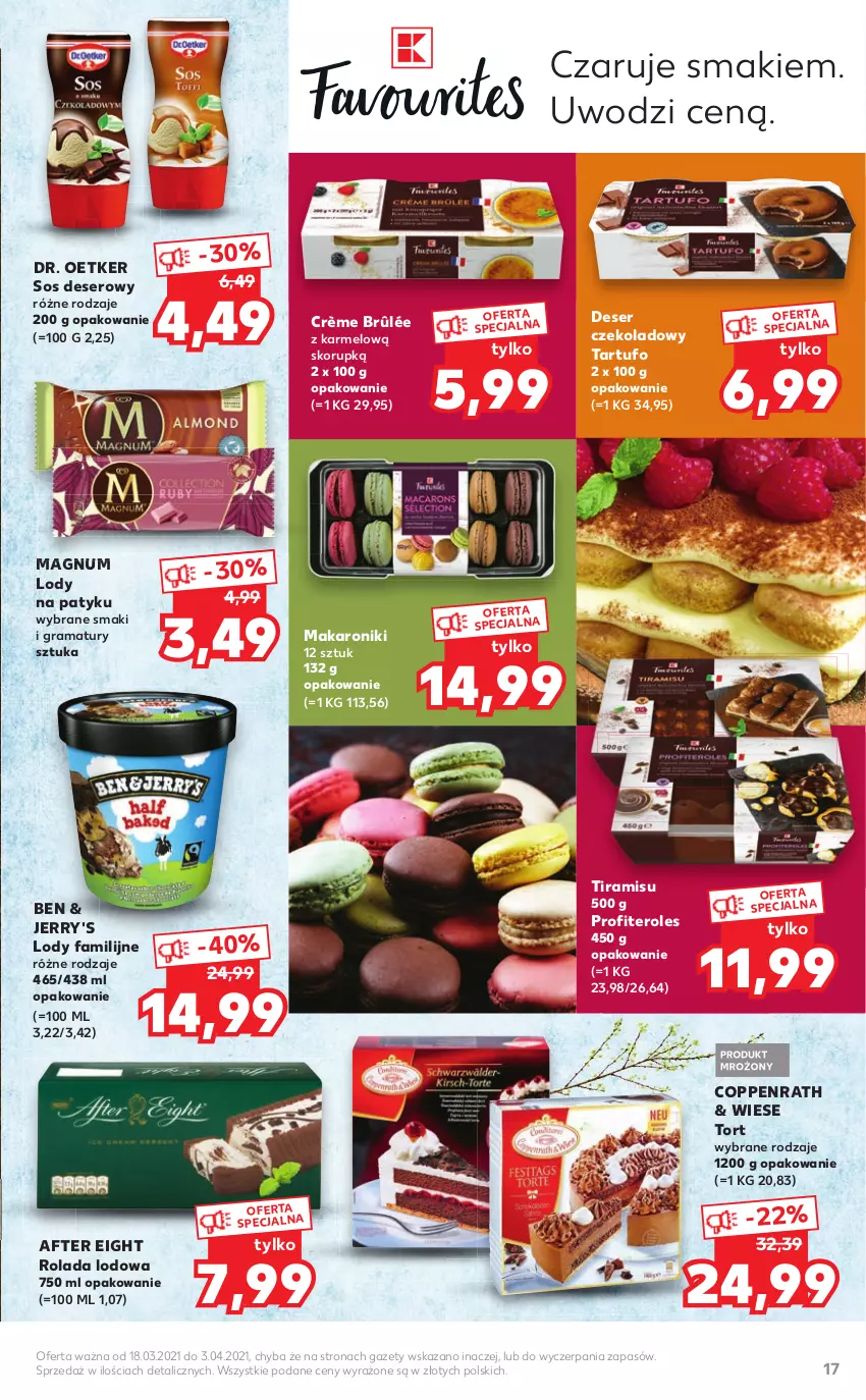 Gazetka promocyjna Kaufland - Dodatek WIELKANOC - ważna 18.03 do 03.04.2021 - strona 17 - produkty: Crème brûlée, Deser, Dr. Oetker, Fa, Gra, Lody, Makaron, Rama, Rolada, Ser, Sos