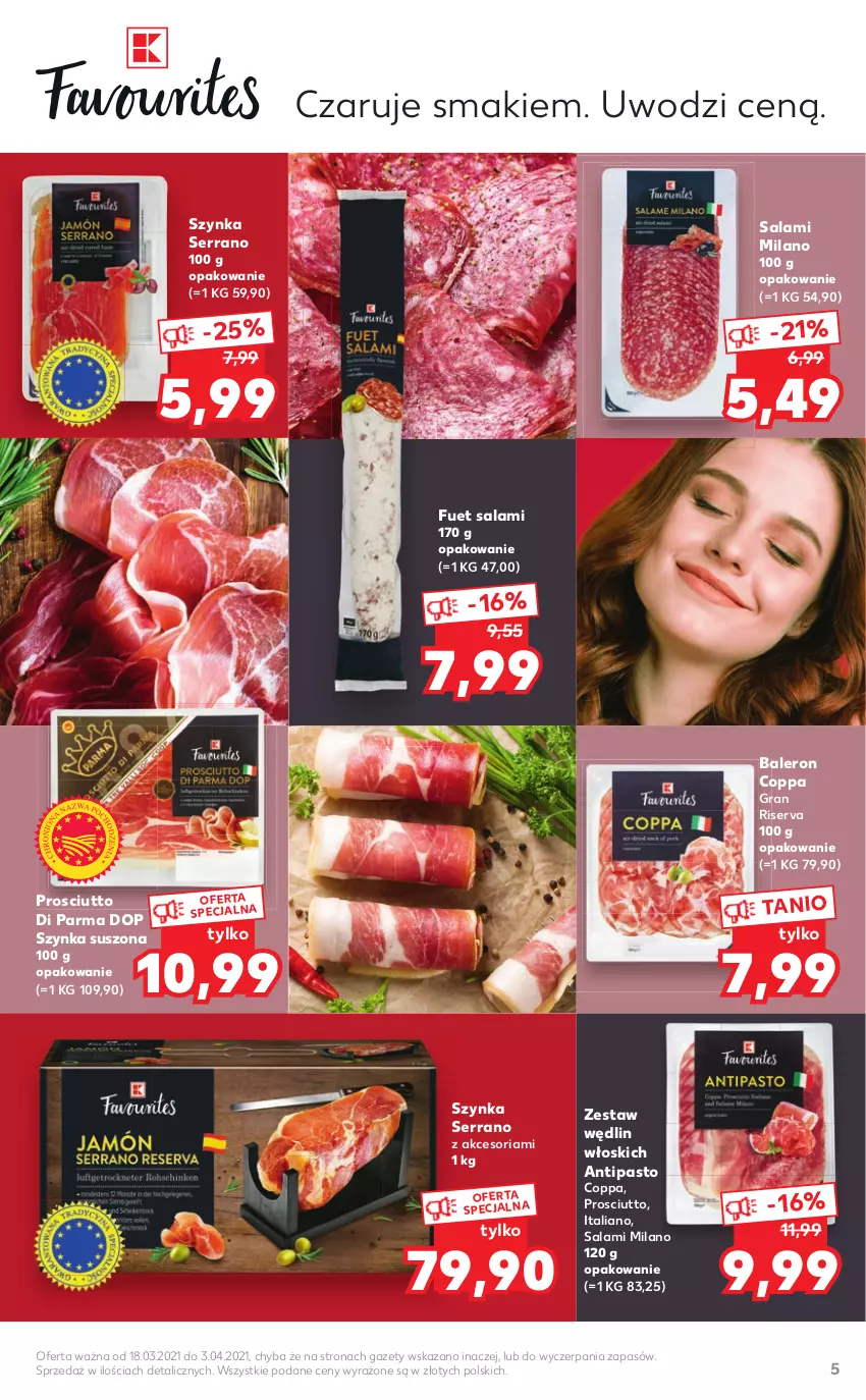 Gazetka promocyjna Kaufland - Dodatek WIELKANOC - ważna 18.03 do 03.04.2021 - strona 5 - produkty: Gra, Prosciutto, Salami, Ser, Szynka