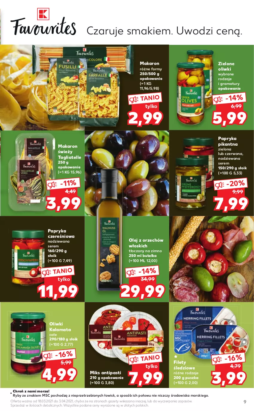 Gazetka promocyjna Kaufland - Dodatek WIELKANOC - ważna 18.03 do 03.04.2021 - strona 9 - produkty: Gra, Makaron, Olej, Oliwki, Papryka, Rama, Ser, Tagliatelle