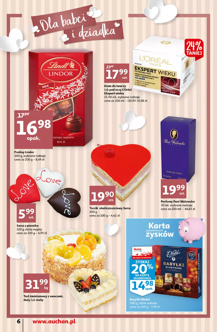 Gazetka promocyjna Auchan - Maxi Paki Niskie Ceny Supermarkety - ważna 13.01 do 19.01.2022 - strona 6 - produkty: Krem do twarzy, LG, Lindor, Perfum, Piernik, Praliny, Ser, Tort śmietanowy