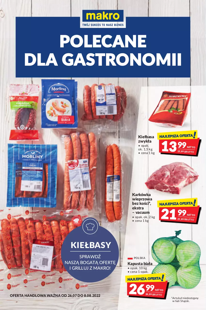 Gazetka promocyjna Makro - [Oferta promocyjna] Artykuły spożywcze i przemysłowe - ważna 26.07 do 08.08.2022 - strona 1 - produkty: Grill, Karkówka wieprzowa, Kiełbasa