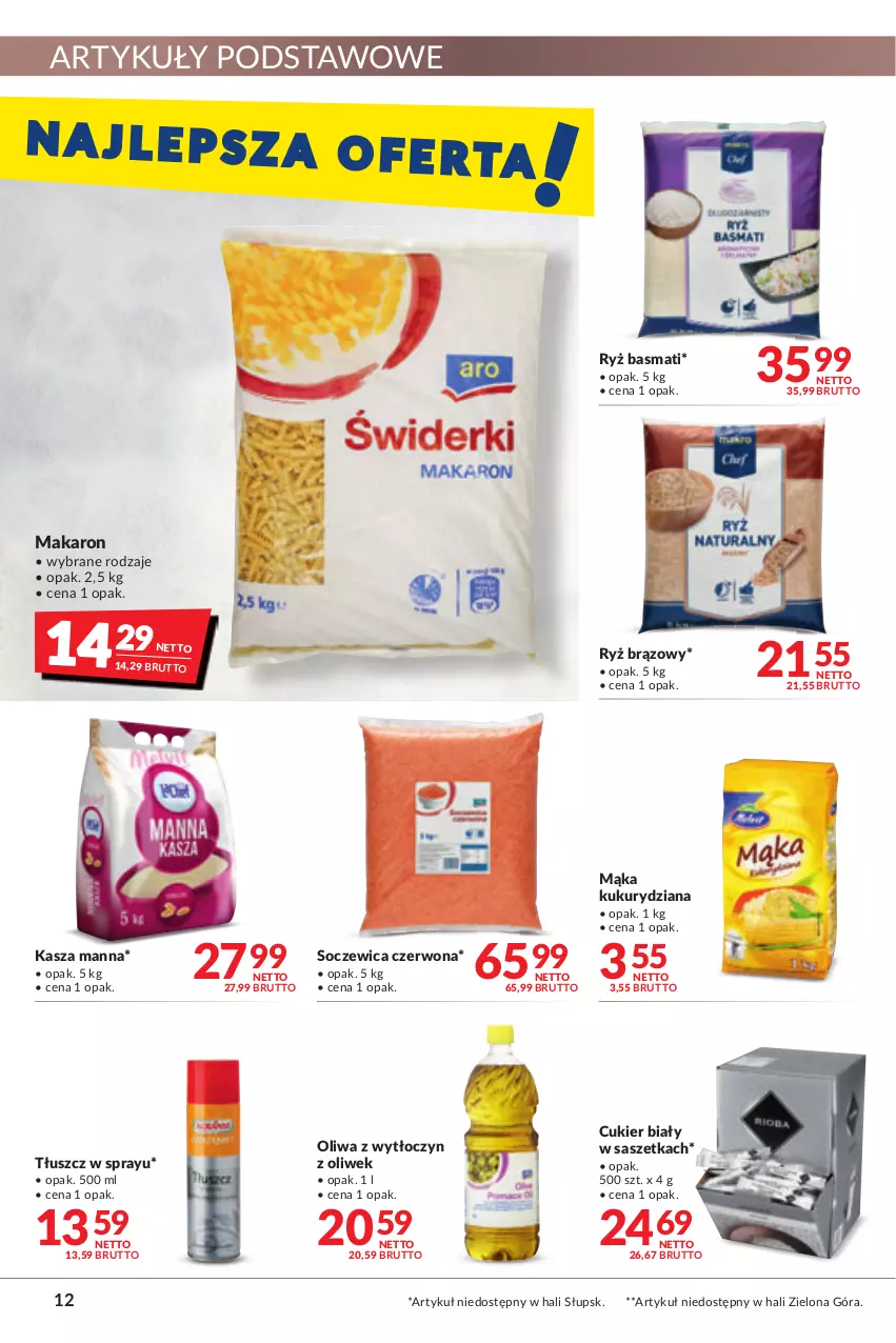 Gazetka promocyjna Makro - [Oferta promocyjna] Artykuły spożywcze i przemysłowe - ważna 26.07 do 08.08.2022 - strona 12 - produkty: Cukier, Kasza, Mąka, Makaron, Ryż, Ryż basmati