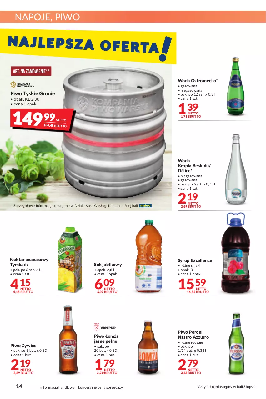 Gazetka promocyjna Makro - [Oferta promocyjna] Artykuły spożywcze i przemysłowe - ważna 26.07 do 08.08.2022 - strona 14 - produkty: Ananas, Napoje, Nektar, Piwo, Sok, Sok jabłkowy, Syrop, Tymbark, Tyskie, Woda