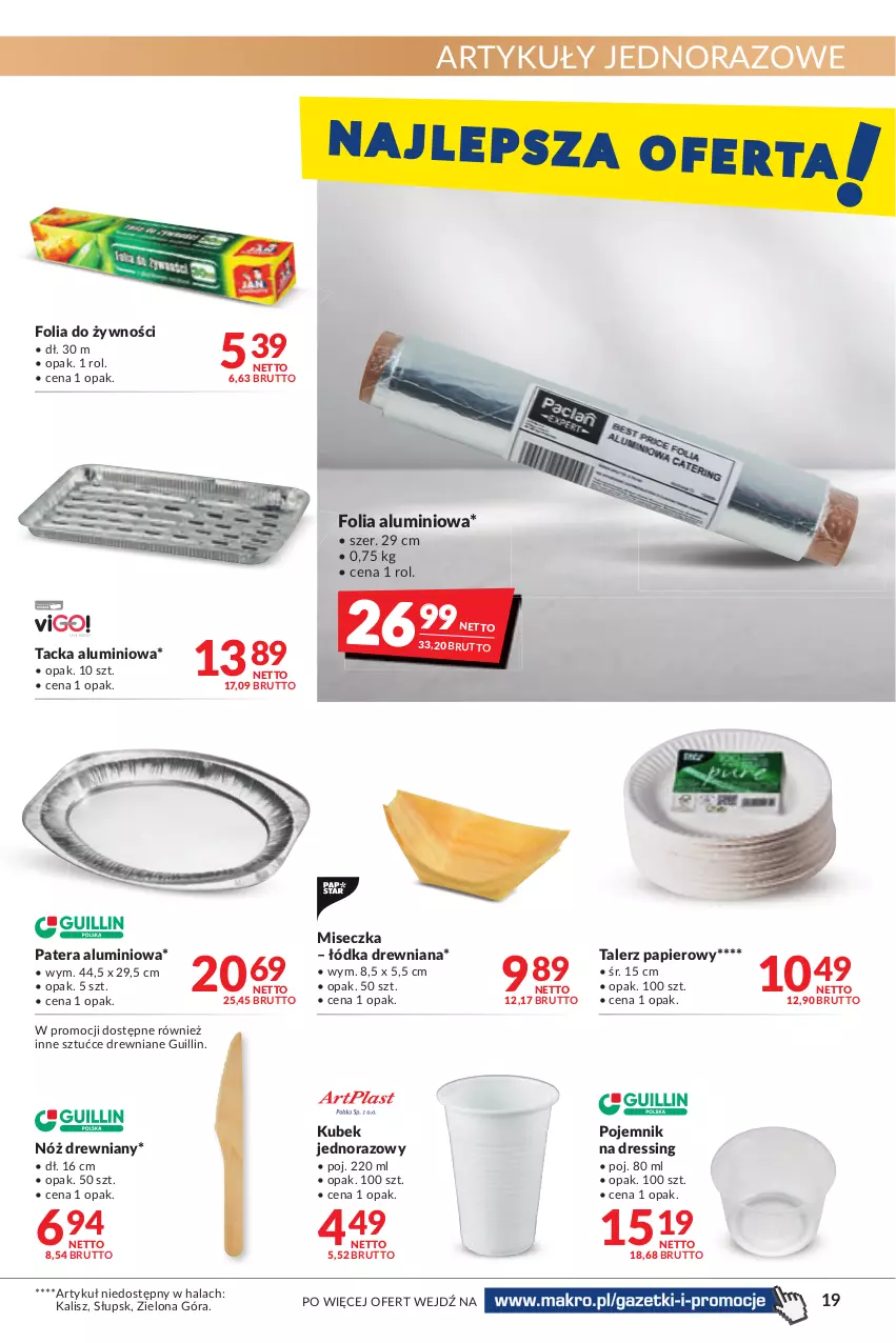 Gazetka promocyjna Makro - [Oferta promocyjna] Artykuły spożywcze i przemysłowe - ważna 26.07 do 08.08.2022 - strona 19 - produkty: Dres, Folia aluminiowa, Kubek, Miseczka, Papier, Pojemnik, Talerz, Talerz papierowy, Tera