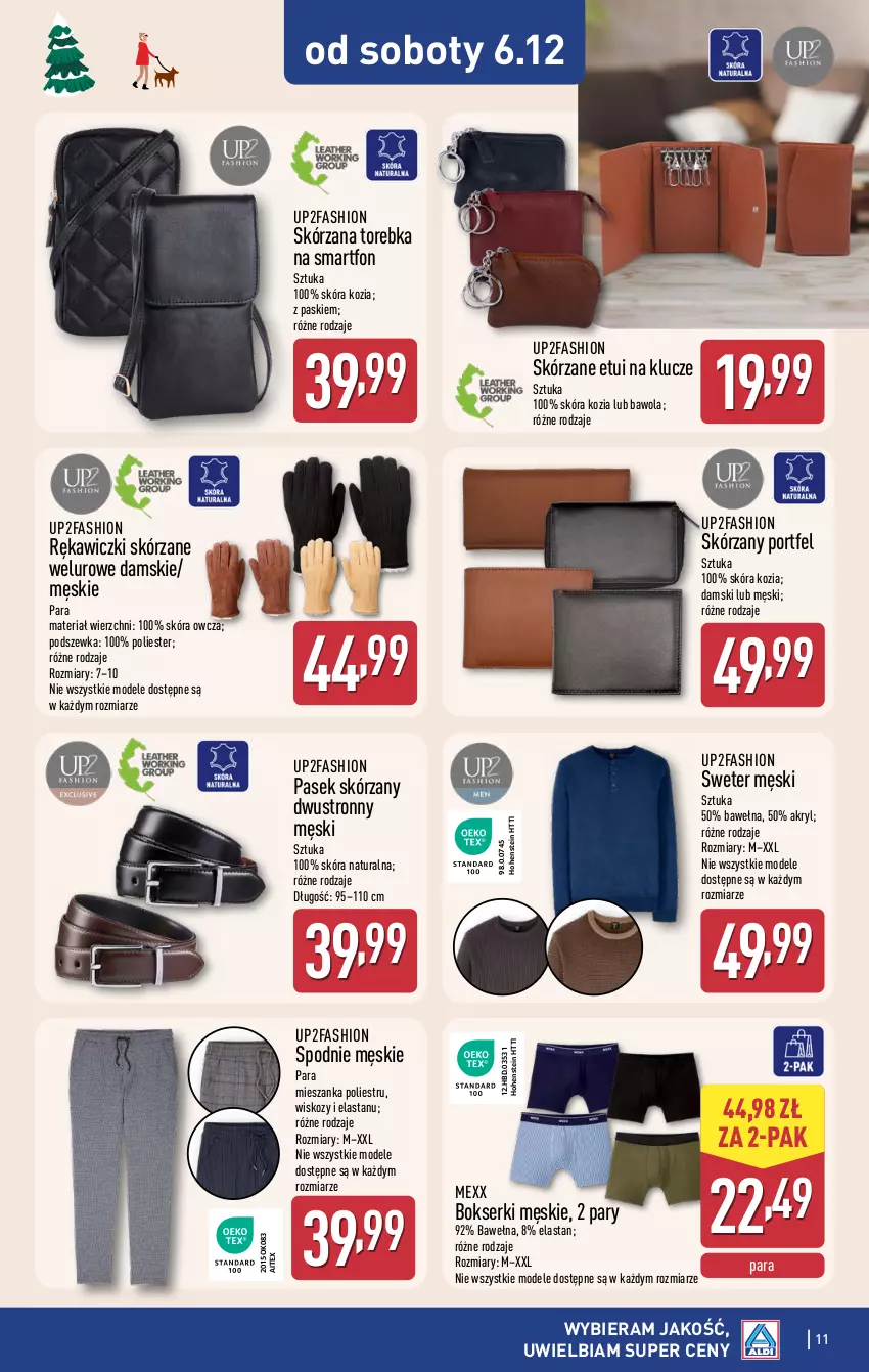 Gazetka promocyjna Aldi - Artykuły przemysłowe i tekstylia - ważna 03.12 do 06.12.2025 - strona 11 - produkty: Bokserki, Fa, Mexx, Pasek, Por, Ser, Smartfon, Spodnie, Sweter, Torebka, Wełna
