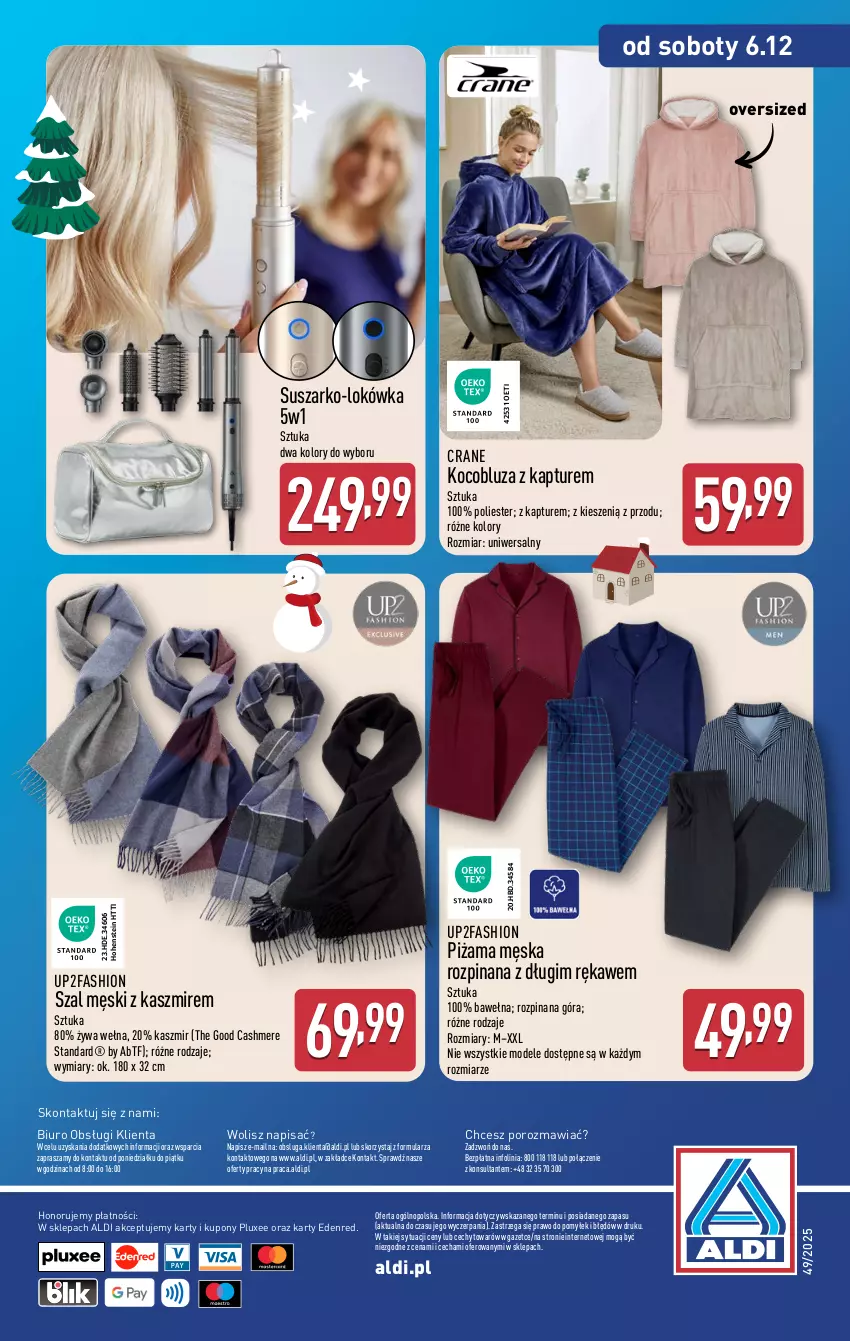 Gazetka promocyjna Aldi - Artykuły przemysłowe i tekstylia - ważna 03.12 do 06.12.2025 - strona 18 - produkty: Biuro, Bluza, Bluza z kapturem, Fa, Koc, Lokówka, O nas, Piżama, Por, Szal, Wełna