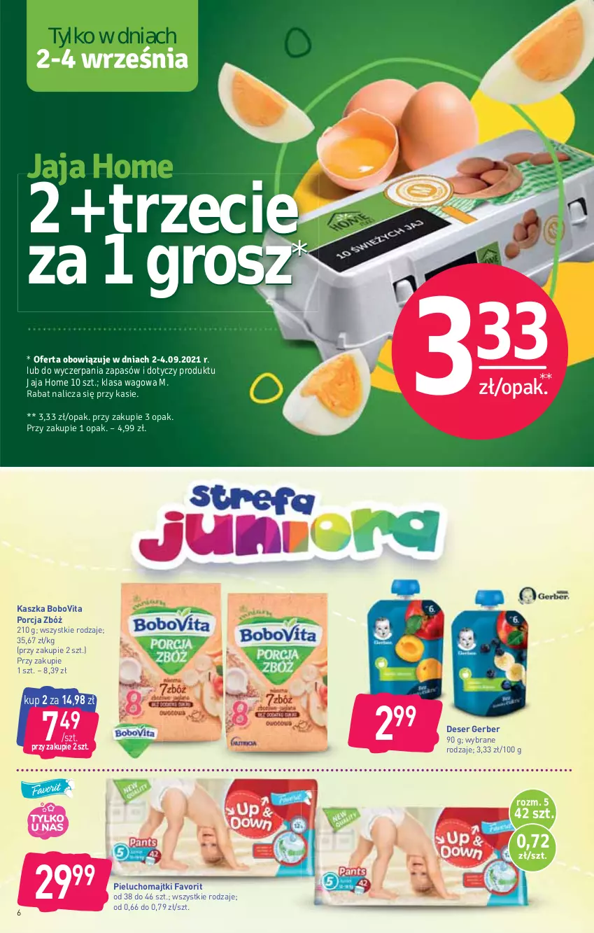 Gazetka promocyjna Stokrotka - Supermarket - ważna 02.09 do 08.09.2021 - strona 6 - produkty: BoboVita, Deser, Fa, Gerber, Jaja, Majtki, Pieluchomajtki, Por, Ser