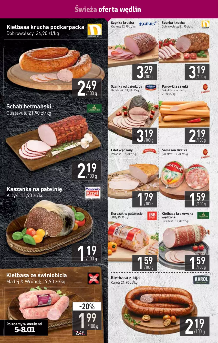 Gazetka promocyjna Stokrotka - Supermarket - ważna 05.01 do 12.01.2022 - strona 4 - produkty: BIC, Gala, Gra, HP, Karp, Kasza, Kaszanka, Kiełbasa, Kiełbasa krakowska, Kiełbasa krucha, Krakus, Kurczak, Parówki, Parówki z szynki, Salceson, Sok, Sokołów, Szynka