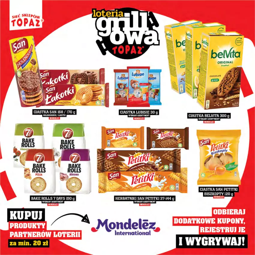 Gazetka promocyjna Topaz - Gazetka - ważna 25.04 do 15.06.2025 - strona 46 - produkty: 7 Days, Bake Rolls, Beko, BelVita, Biszkopty, Ciastka, Gin, Gry, Herbatniki, Lubisie