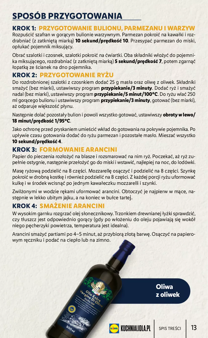 Gazetka promocyjna Lidl - KATALOG SYCYLIA - ważna 22.08 do 28.08.2022 - strona 13 - produkty: 5 Sekund, Bulion, Czosnek, Gra, Kawa, Lion, Masło, Nuty, Olej, Olej słonecznikowy, Oliwa z oliwek, Papier, Papier do pieczenia, Parmezan, Piec, Pojemnik, Por, Ręcznik, Ryż, Sok, Szafran, Szal