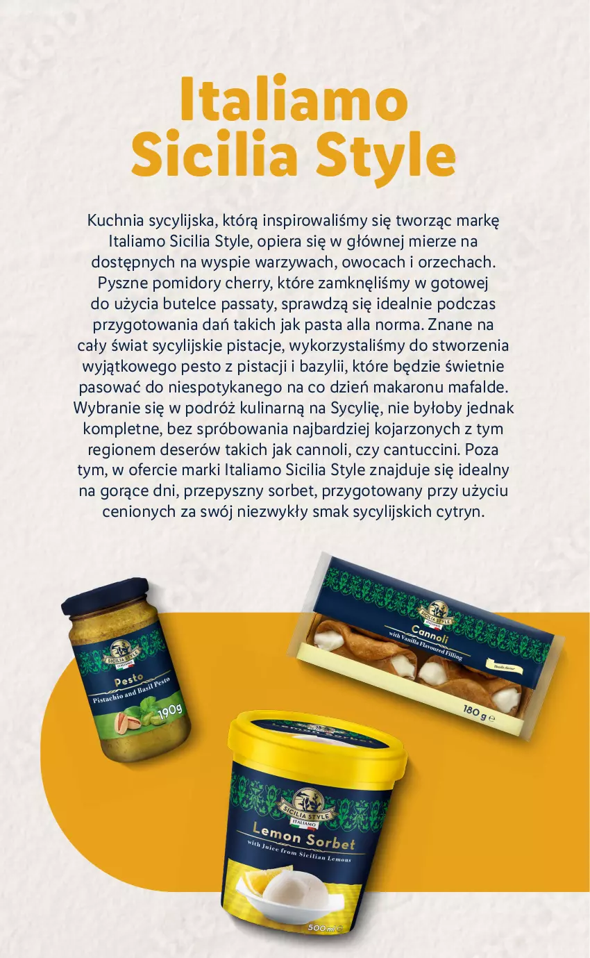 Gazetka promocyjna Lidl - KATALOG SYCYLIA - ważna 22.08 do 28.08.2022 - strona 3 - produkty: Bazyl, Deser, Fa, Kuchnia, Makaron, Pesto, Pistacje, Pomidory, Ser, Warzywa