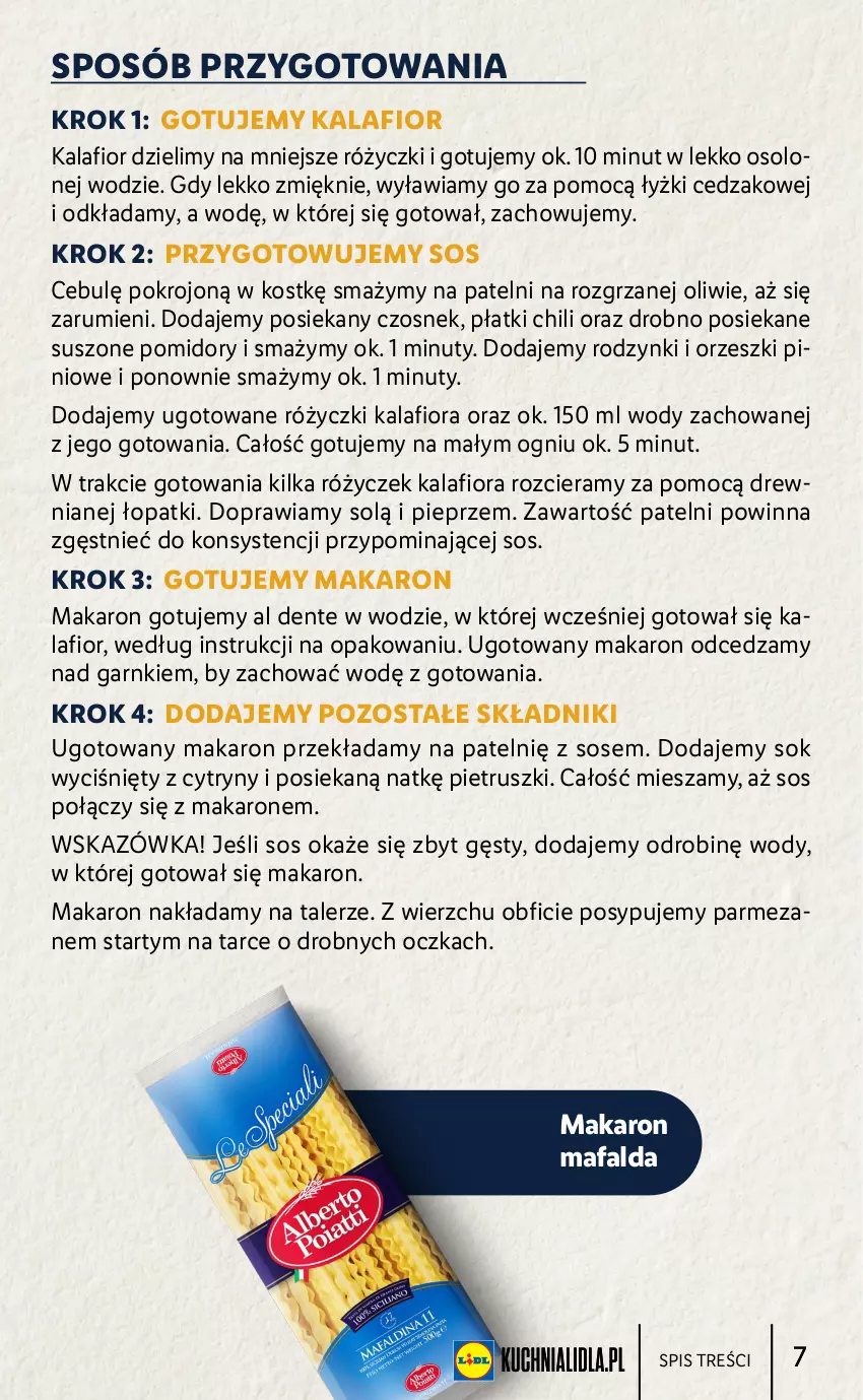 Gazetka promocyjna Lidl - KATALOG SYCYLIA - ważna 22.08 do 28.08.2022 - strona 7 - produkty: Cedzak, Cytryny, Czosnek, Fa, Kalafior, Makaron, Nuty, Orzeszki, Parmezan, Pieprz, Pomidory, Rodzynki, Rum, Sok, Sos, Suszone pomidory, Talerz