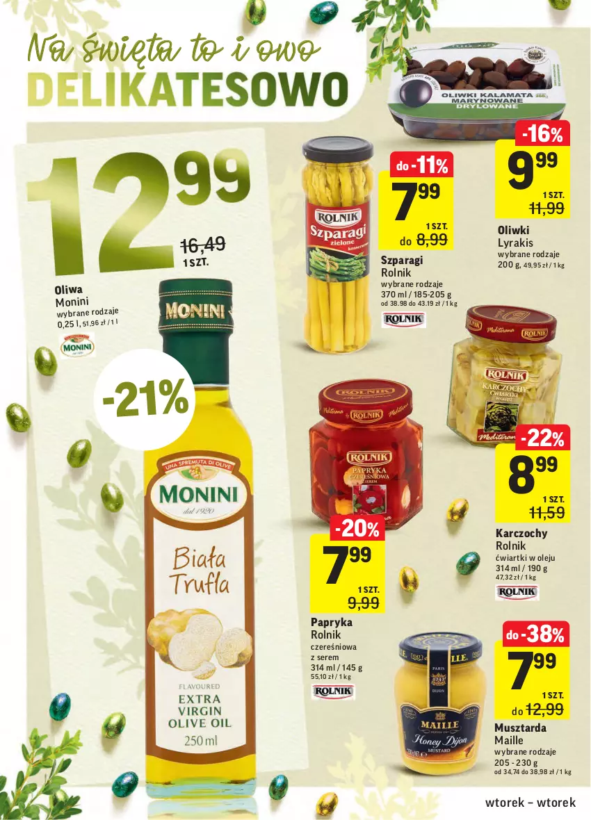 Gazetka promocyjna Intermarche - Wielkanoc - ważna 30.03 do 06.04.2021 - strona 10 - produkty: Karczochy, Monini, Mus, Musztarda, Olej, Oliwki, Papryka, Rolnik, Ser