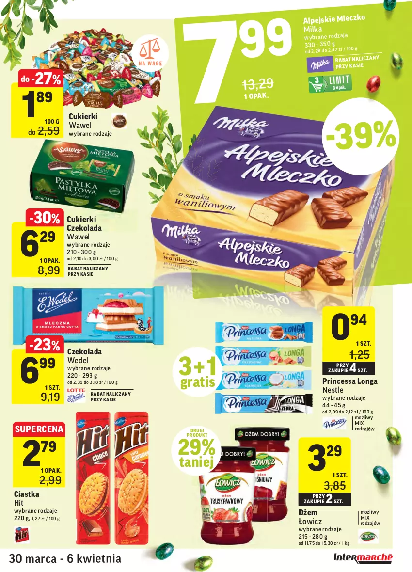 Gazetka promocyjna Intermarche - Wielkanoc - ważna 30.03 do 06.04.2021 - strona 33 - produkty: Ciastka, Cukier, Cukierki, Czekolada, Dżem, Gra, Milka, Mleczko, Mop, Princessa, Wawel