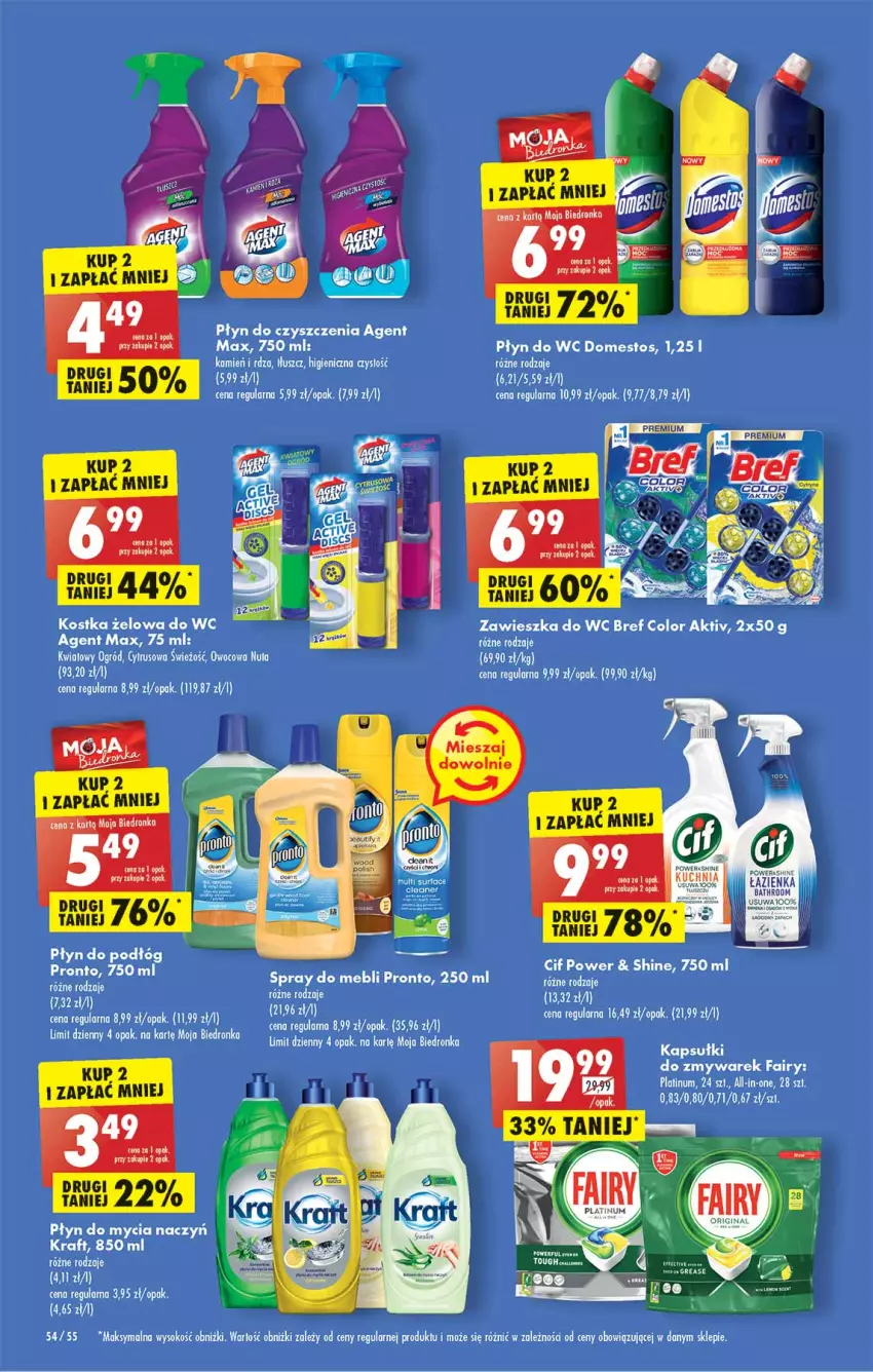 Gazetka promocyjna Biedronka - W tym tygodniu  PL - ważna 04.05 do 07.05.2022 - strona 54 - produkty: Bref, Cif, Do mycia naczyń, Domestos, Dron, Fa, Fairy, Ogród, Płyn do mycia, Płyn do mycia naczyń, Płyn do wc, Pronto, Sok, Surf, Zawieszka do wc