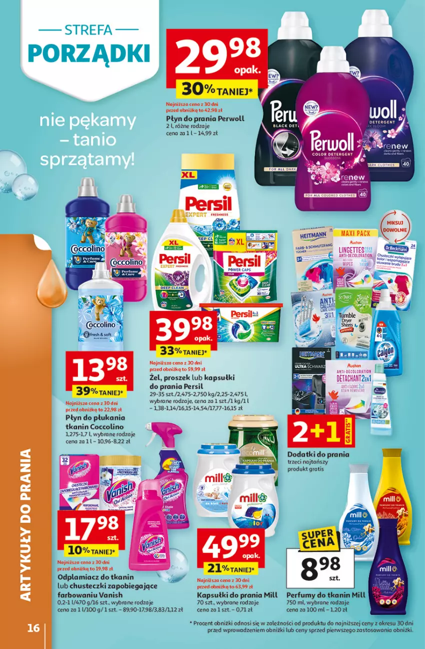 Gazetka promocyjna Auchan - Gazetka 30 Lat Hipermarket Auchan - ważna 19.03 do 25.03.2026 - strona 16 - produkty: Chusteczki, Coccolino, Fa, Gra, Kapsułki do prania, Lack, Leon, Odplamiacz, Perfum, Persil, Perwoll, Płyn do płukania, Płyn do prania, Por, Ryż, Vanish