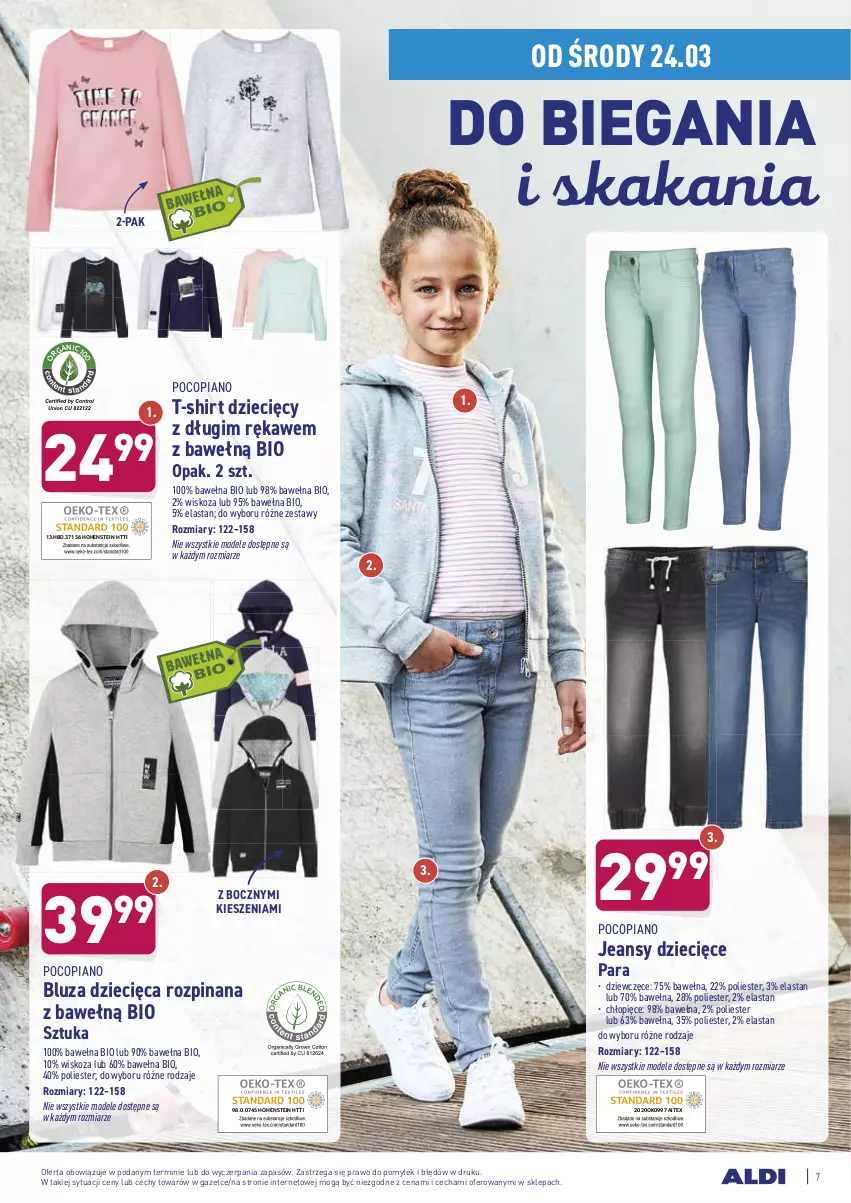 Gazetka promocyjna Aldi - Od Środy i Soboty - ważna 24.03 do 27.03.2021 - strona 7 - produkty: Bluza, Control, Dzieci, Pocopiano, T-shirt, Wełna