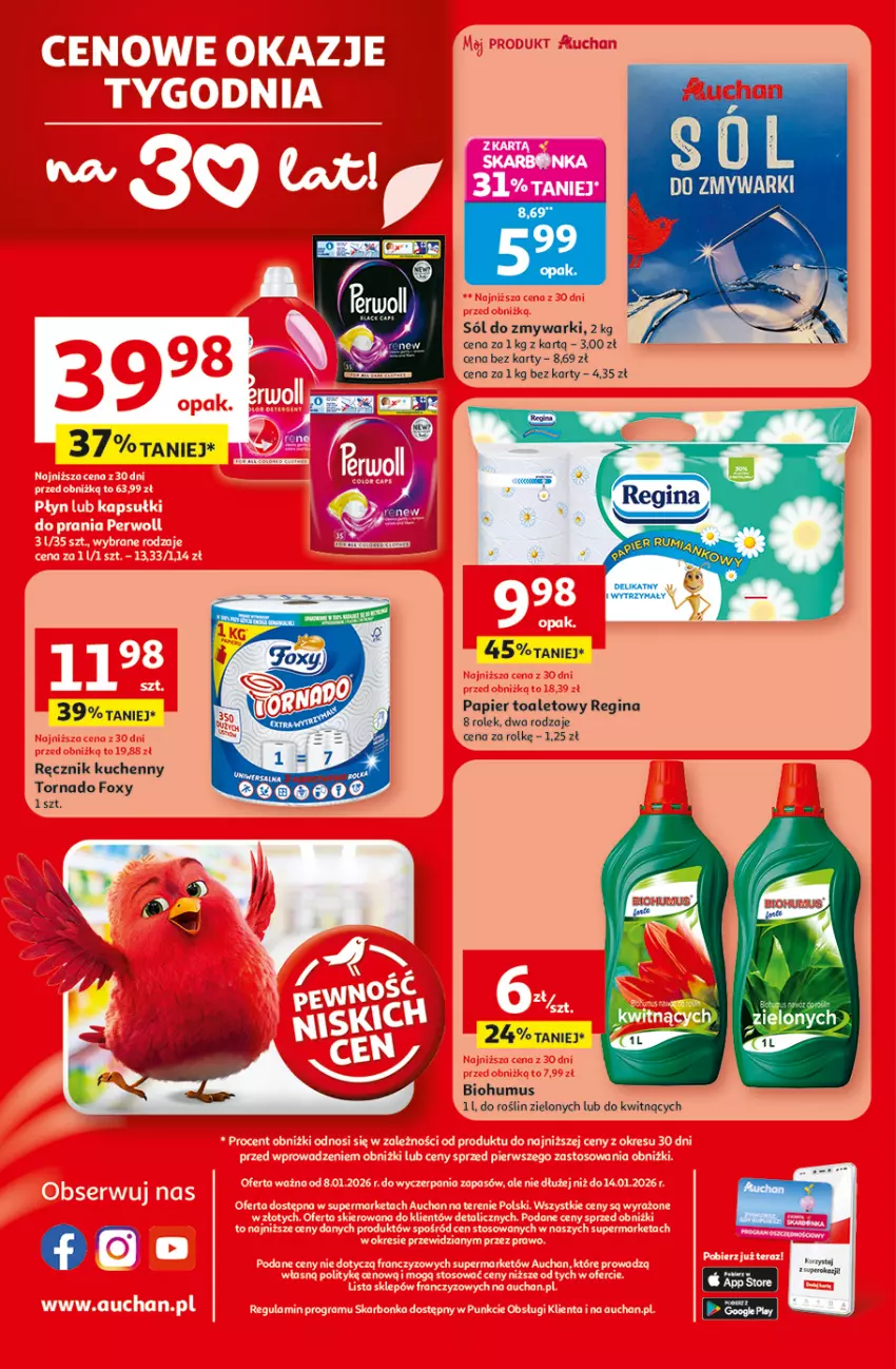 Gazetka promocyjna Auchan - Gazetka 30 Lat Supermarket Auchan - ważna 08.01 do 14.01.2026 - strona 8 - produkty: Biohumus, Foxy, Gin, Mus, Nike, Papier, Papier toaletowy, Sól, Zmywarki