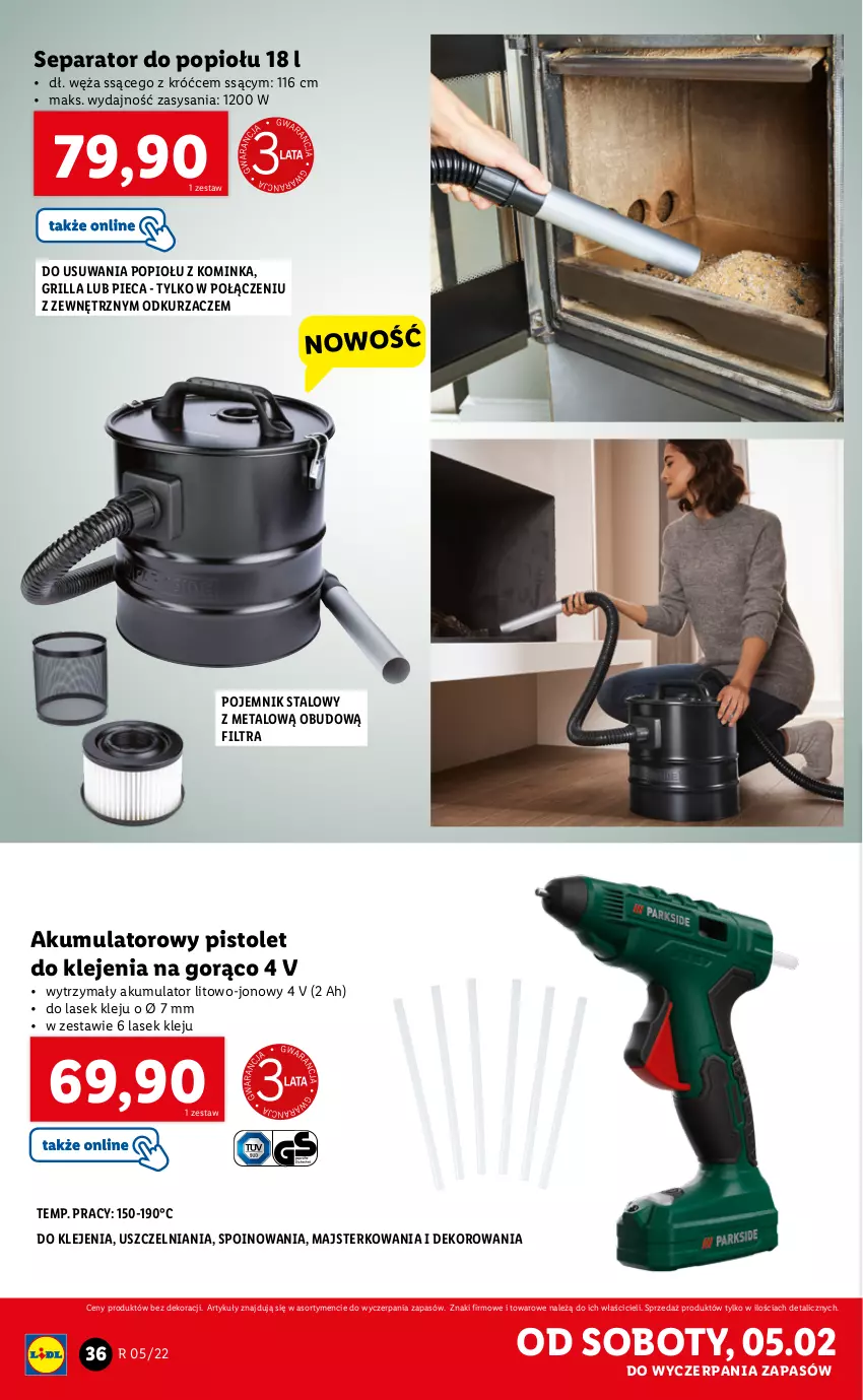 Gazetka promocyjna Lidl - GAZETKA - ważna 31.01 do 05.02.2022 - strona 40 - produkty: Akumulator, Grill, Inka, Klej, Odkurzacz, Odkurzacze, Piec, Pistolet, Pojemnik