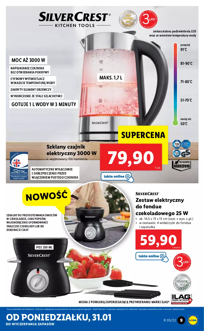 Gazetka promocyjna Lidl - GAZETKA - ważna 31.01 do 05.02.2022 - strona 9 - produkty: Czajnik, Czajnik elektryczny, Fondue, Miska, Nuty, Piec, Szpatułka