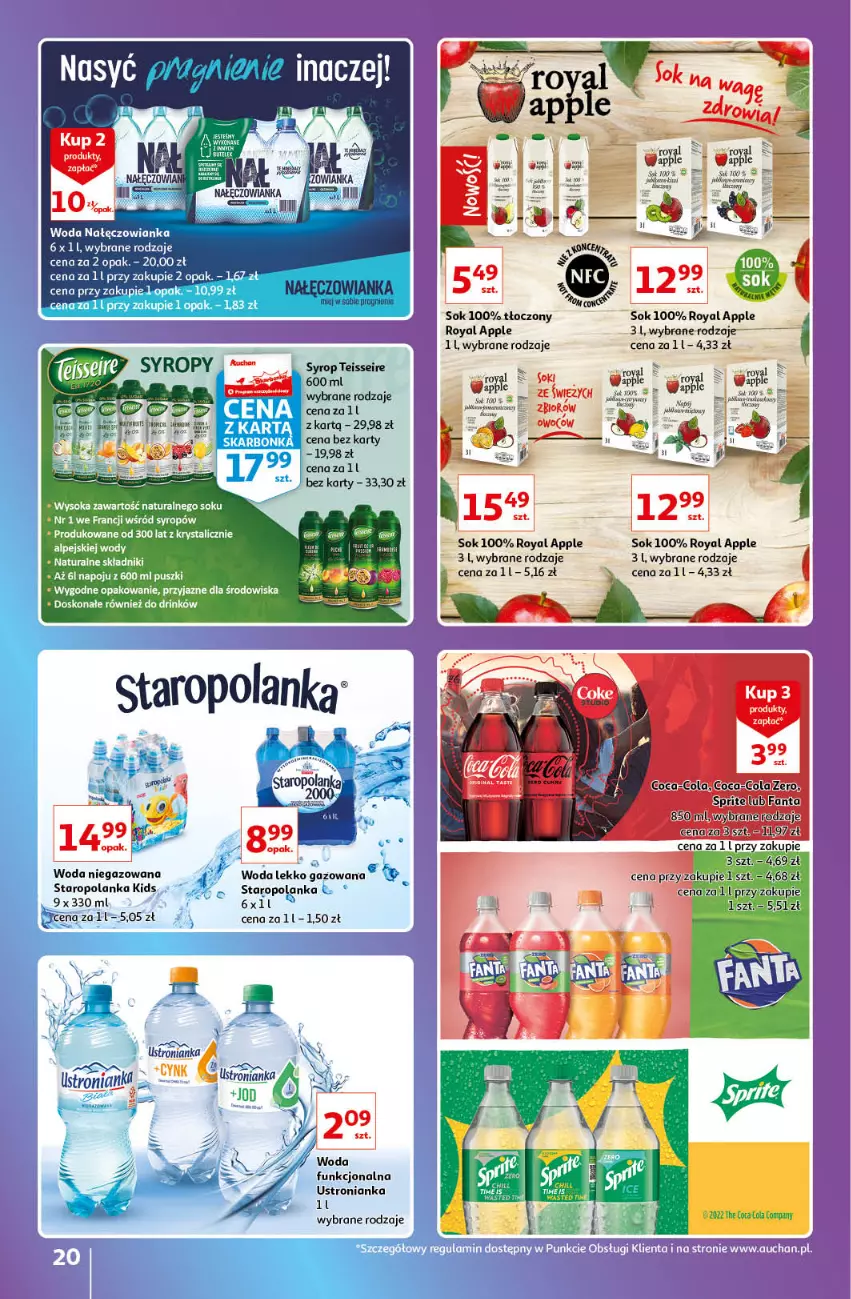 Gazetka promocyjna Auchan - Gazetka Znane Lubiane Marki Hipermarkety - ważna 08.09 do 14.09.2022 - strona 20 - produkty: Nałęczowianka, Napój, Sok, Staropolanka, Syrop, Woda, Woda niegazowana