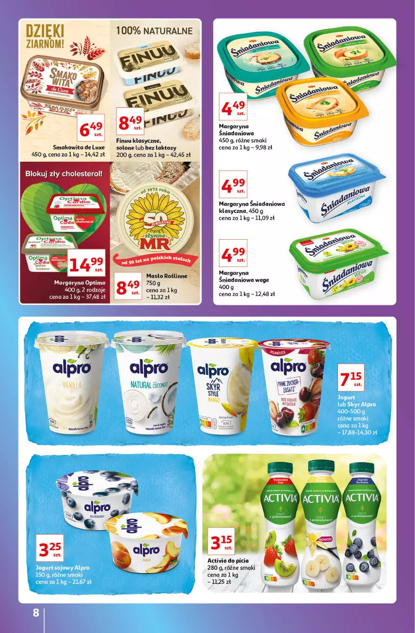 Gazetka promocyjna Auchan - Gazetka Znane Lubiane Marki Hipermarkety - ważna 08.09 do 14.09.2022 - strona 8 - produkty: Danio, Margaryna, Masło, Optima, Smakowita