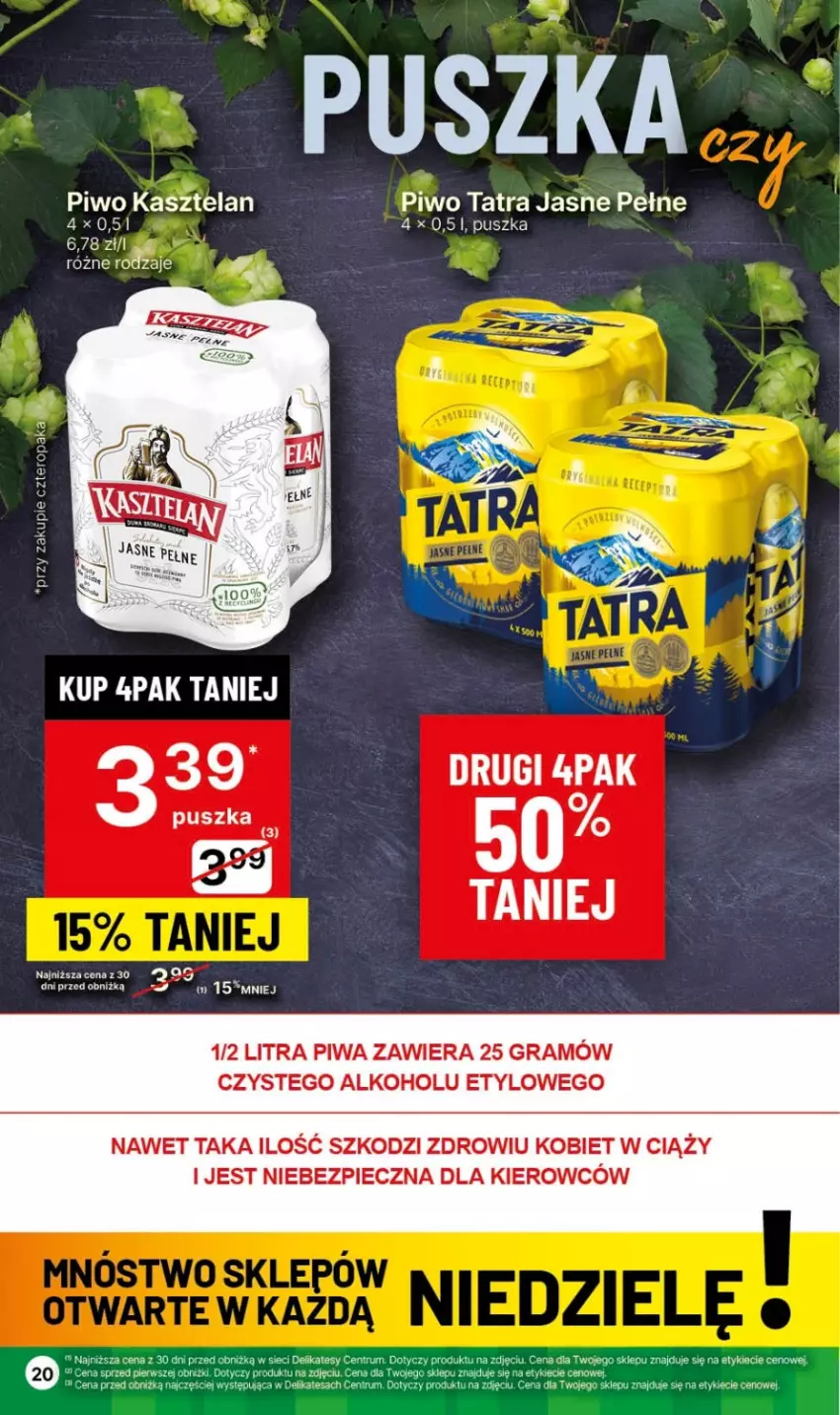 Gazetka promocyjna Delikatesy Centrum - Dyskontowe ceny w Delikatesach Centrum - ważna 11.01 do 17.01.2024 - strona 20 - produkty: Gra, Kasztelan, Piec, Piwa, Piwo, Rum, Tatra