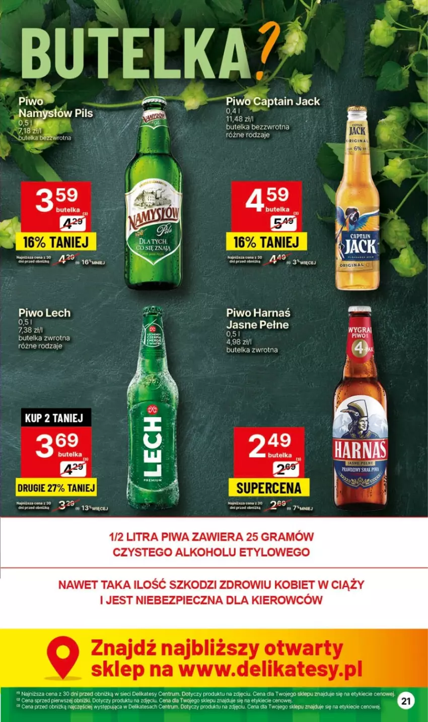 Gazetka promocyjna Delikatesy Centrum - Dyskontowe ceny w Delikatesach Centrum - ważna 11.01 do 17.01.2024 - strona 21 - produkty: Captain Jack, Gra, Harnaś, Namysłów, Piec, Piwa, Piwo, Rum