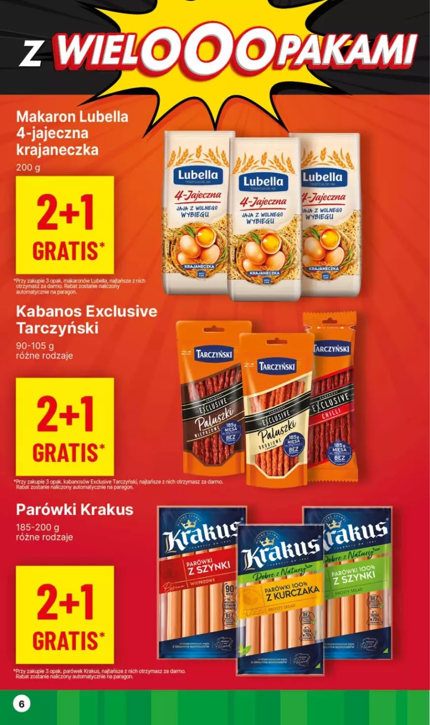 Gazetka promocyjna Delikatesy Centrum - Dyskontowe ceny w Delikatesach Centrum - ważna 11.01 do 17.01.2024 - strona 6 - produkty: Bell, Bella, Kabanos, Krakus, Lubella, Makaron, Parówki, Tarczyński