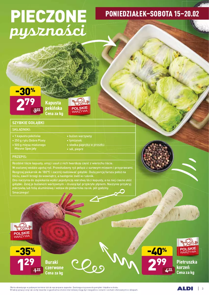 Gazetka promocyjna Aldi - ALE! CENA - ważna 15.02 do 20.02.2021 - strona 3 - produkty: Bulion, Buraki, Fa, Lion, Mięsne specjały, Mus, Papryka, Piec, Piekarnik, Pieprz, Pietruszka, Por, Ryż, Sól