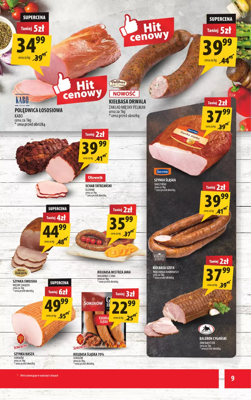 Gazetka promocyjna Arhelan - Gazetka - ważna 04.07 do 13.07.2025 - strona 9 - produkty: Fa, Kiełbasa, Olewnik, Polędwica, Sofa, Sok, Sokołów, Sos, Szynka, Tarczyński