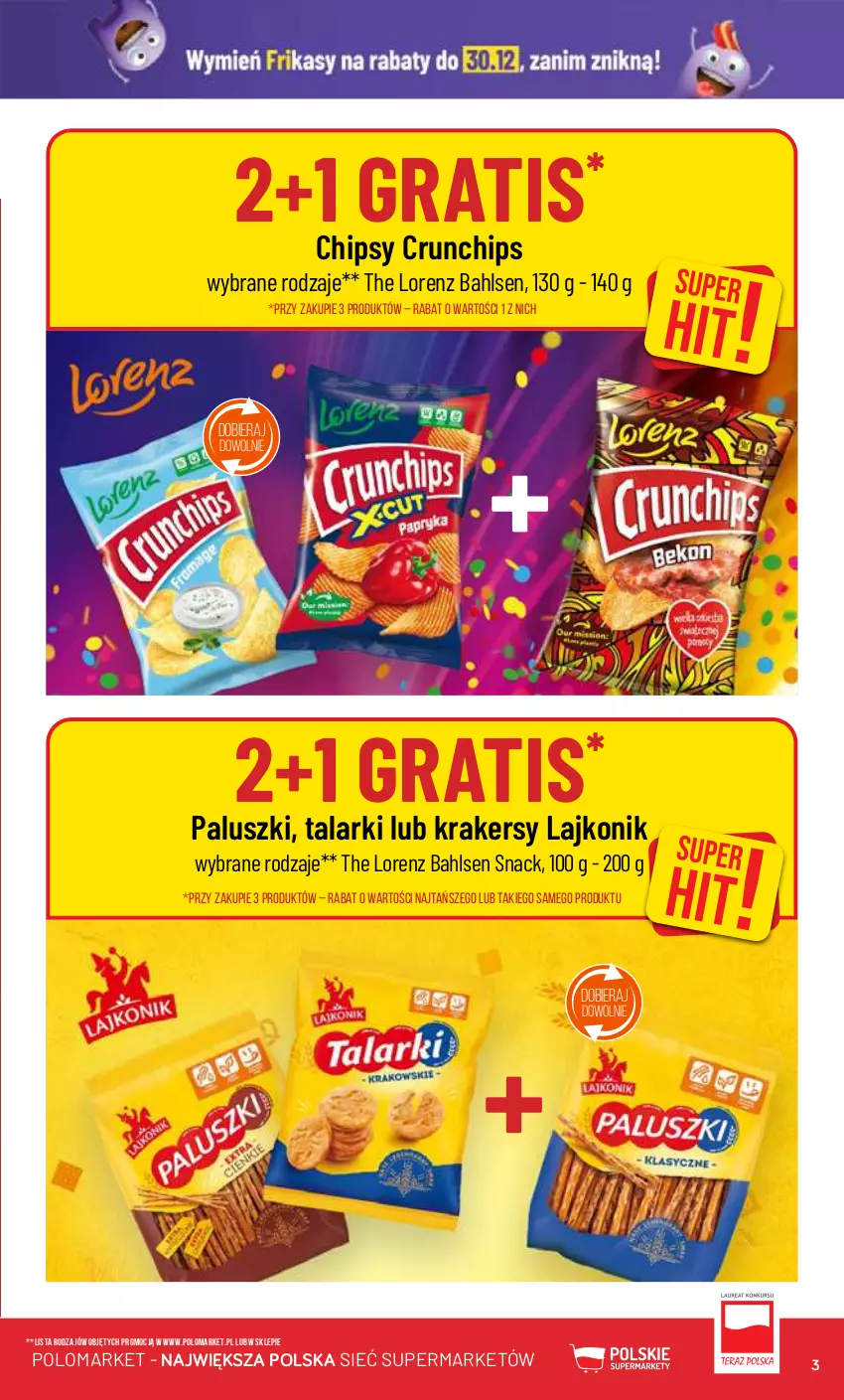 Gazetka promocyjna PoloMarket - Gazetka pomocyjna - ważna 27.12 do 30.12.2023 - strona 3 - produkty: Chipsy, Crunchips, Gra, Krakersy, Lajkonik, Lorenz