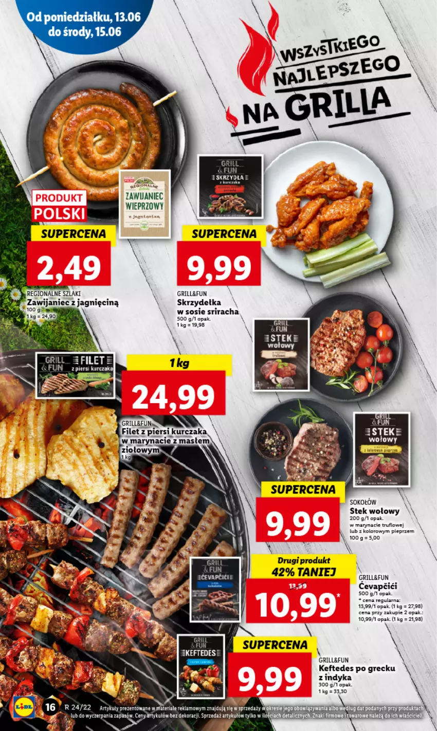 Gazetka promocyjna Lidl - GAZETKA - ważna 13.06 do 15.06.2022 - strona 16 - produkty: Fa, Filet z piersi kurczaka, Grill, Kurczak, Pieprz, Sos, Stek, Stek wołowy