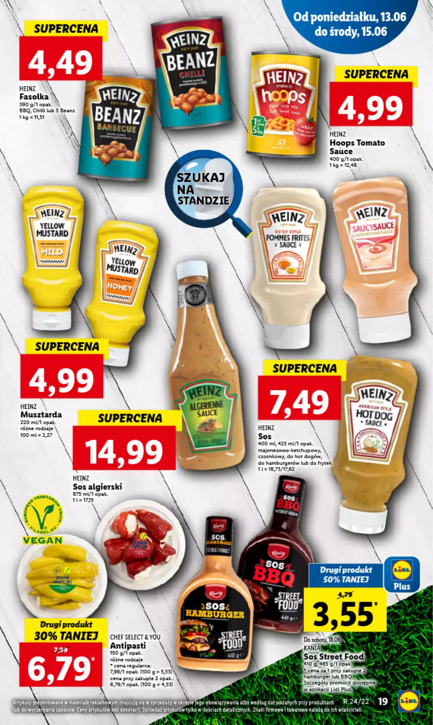 Gazetka promocyjna Lidl - GAZETKA - ważna 13.06 do 15.06.2022 - strona 19 - produkty: Burger, Fa, Hamburger, Heinz, Hoop, Hot dog, Ketchup, LG, Majonez, Mus, Musztarda, Sos