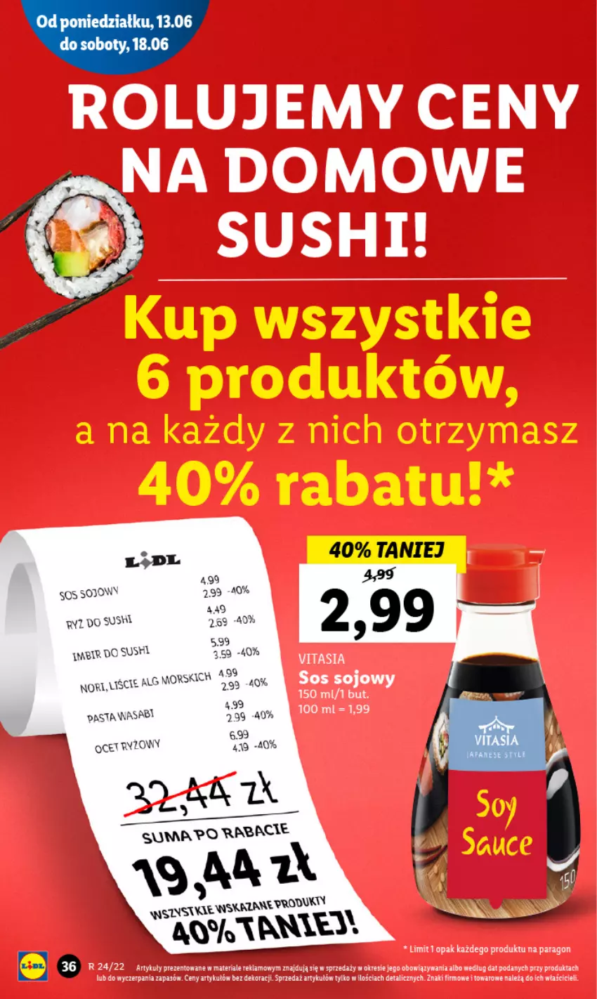 Gazetka promocyjna Lidl - GAZETKA - ważna 13.06 do 15.06.2022 - strona 36 - produkty: LG, Ocet, Sushi, Wasa