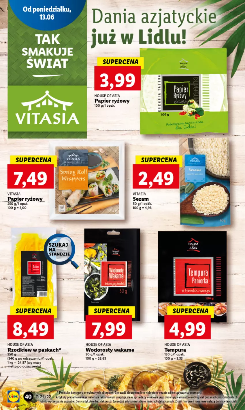 Gazetka promocyjna Lidl - GAZETKA - ważna 13.06 do 15.06.2022 - strona 40 - produkty: House of Asia, Papier, Papier ryżowy, Pur, Ryż, Sezam