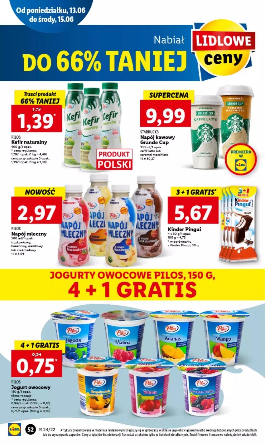 Gazetka promocyjna Lidl - GAZETKA - ważna 13.06 do 15.06.2022 - strona 52 - produkty: Chia, Gra, Jogurt, Jogurt owocowy, Napój, Napój mleczny, Pilos, Por