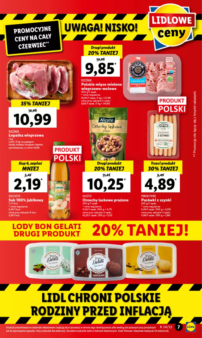 Gazetka promocyjna Lidl - GAZETKA - ważna 13.06 do 15.06.2022 - strona 7 - produkty: Mięso, Mięso mielone, Parówki, Parówki z szynki, PIKOK, Pur, Sok, Waga