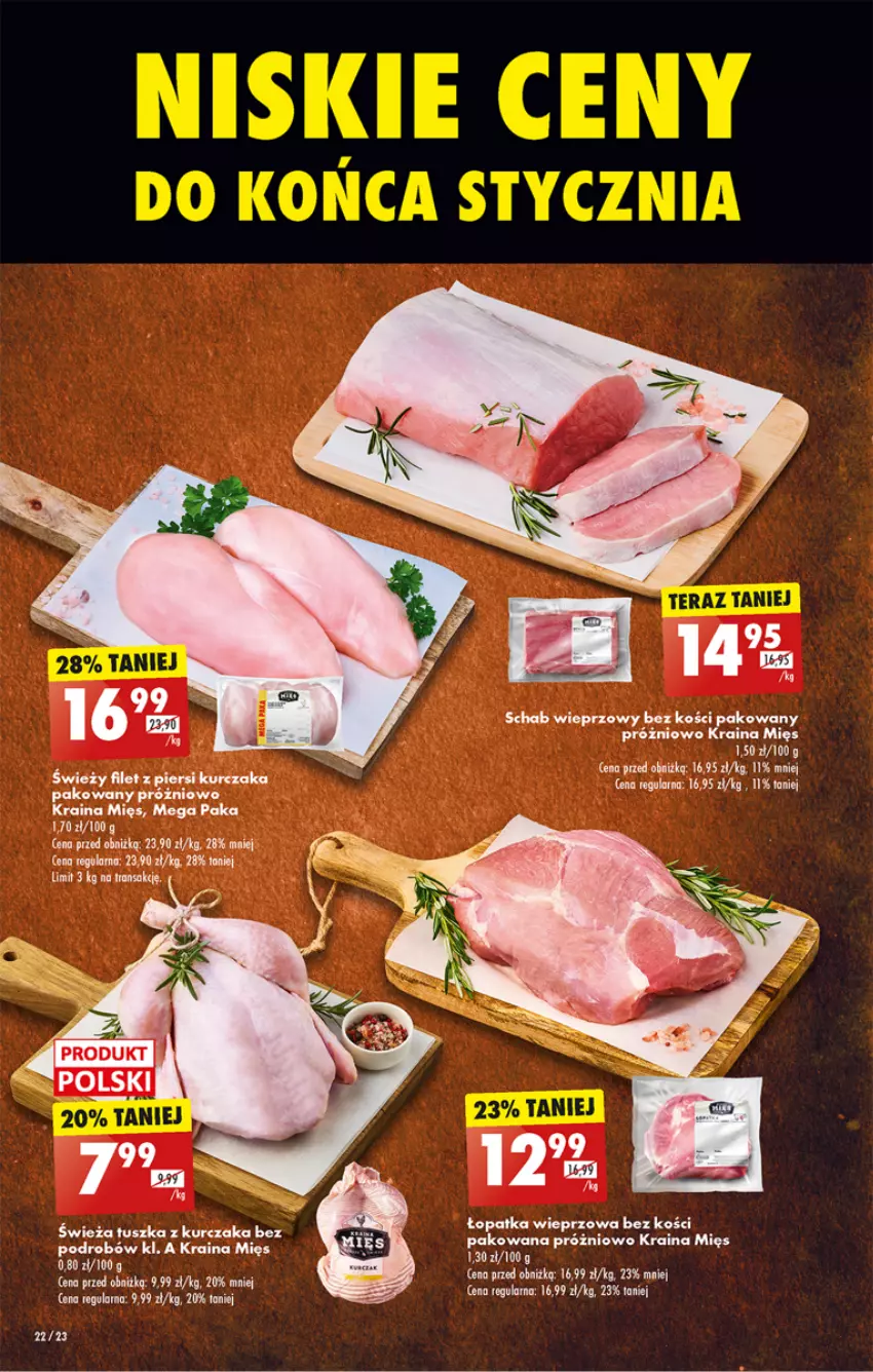 Gazetka promocyjna Biedronka - Od poniedzialku - ważna 22.01 do 27.01.2024 - strona 24 - produkty: Filet z piersi kurczaka, Kurczak, Schab wieprzowy, Tran, Tusz